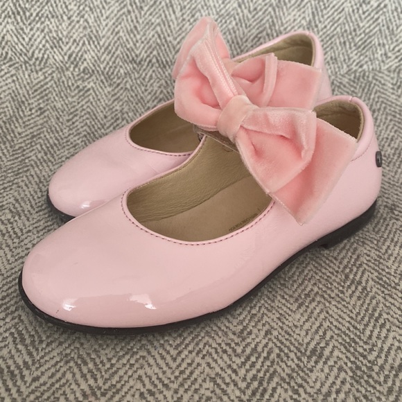Naturino Mary Jane Patent Leather Baby Pink Toddler Velvet Bow Flats size 27 - Picture 4 of 7